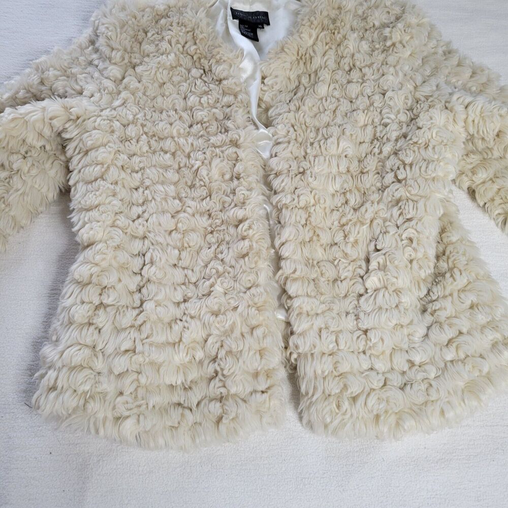 Live a Little Top Coat Jacket Womens Size Large Faux Fur Cream/White Size XL - Picture 6 of 16